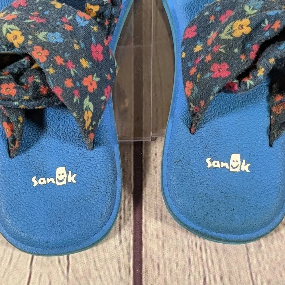 Sanuk Youth Yoga Sling Burst Floral Thong Sandals - Size 4-5